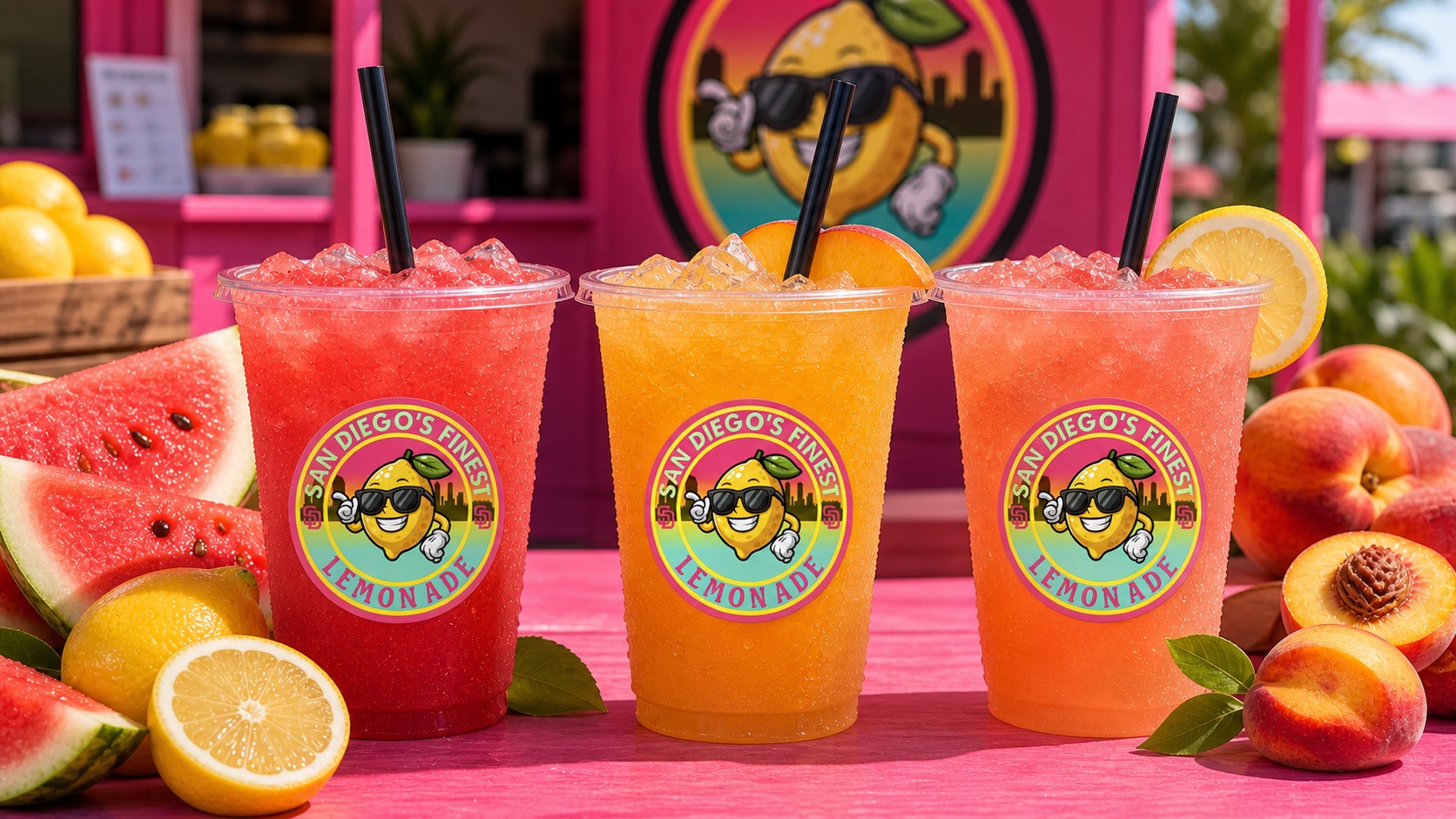 Watermelon and peach lemonade cups